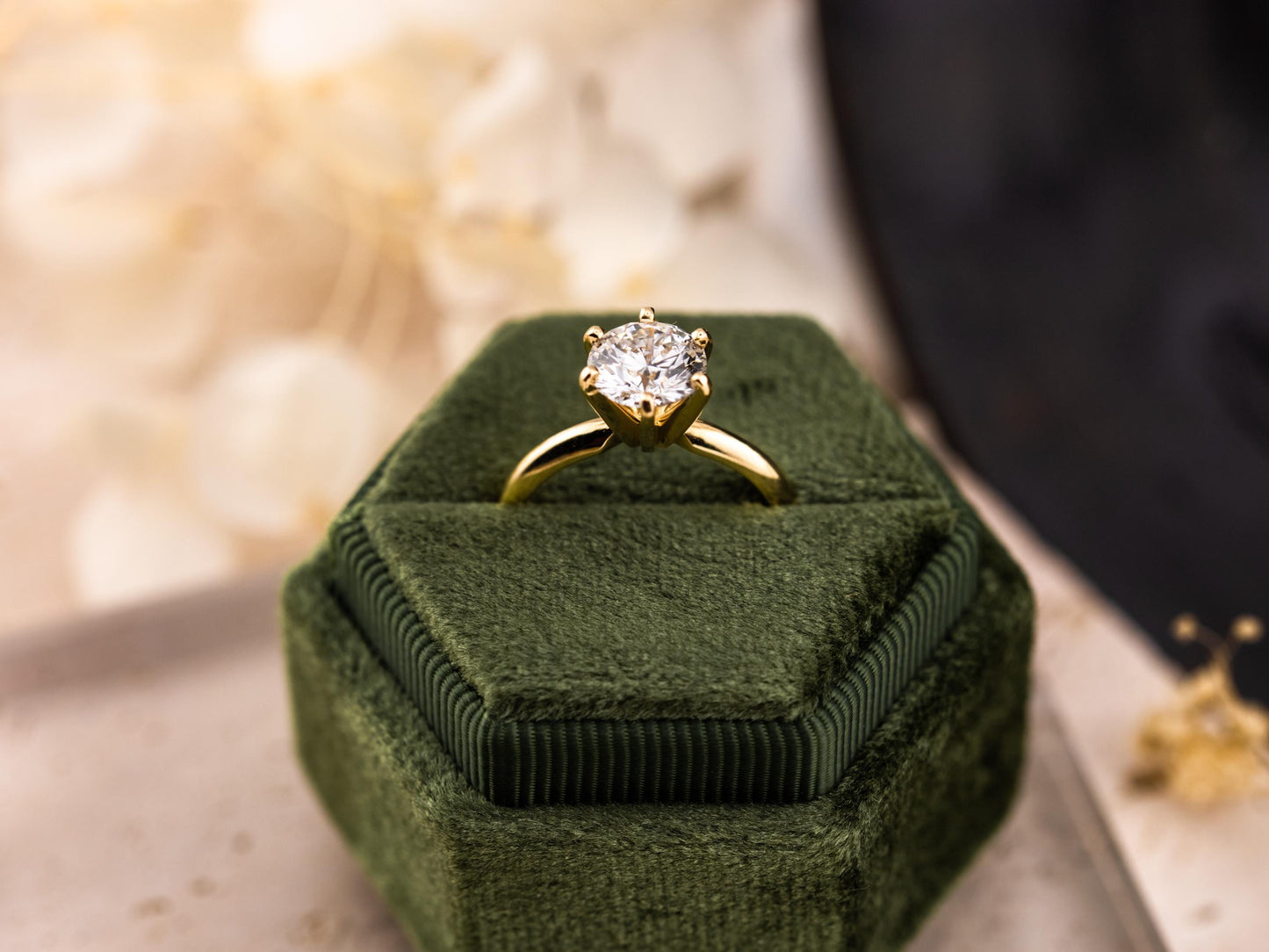 Diamond engagement ring lab diamond 14k solid gold engagement ring solitaire round cut 1.64ct lab grown diamond ring