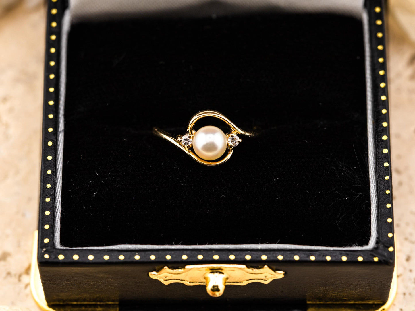 Vintage pearl and diamond ring