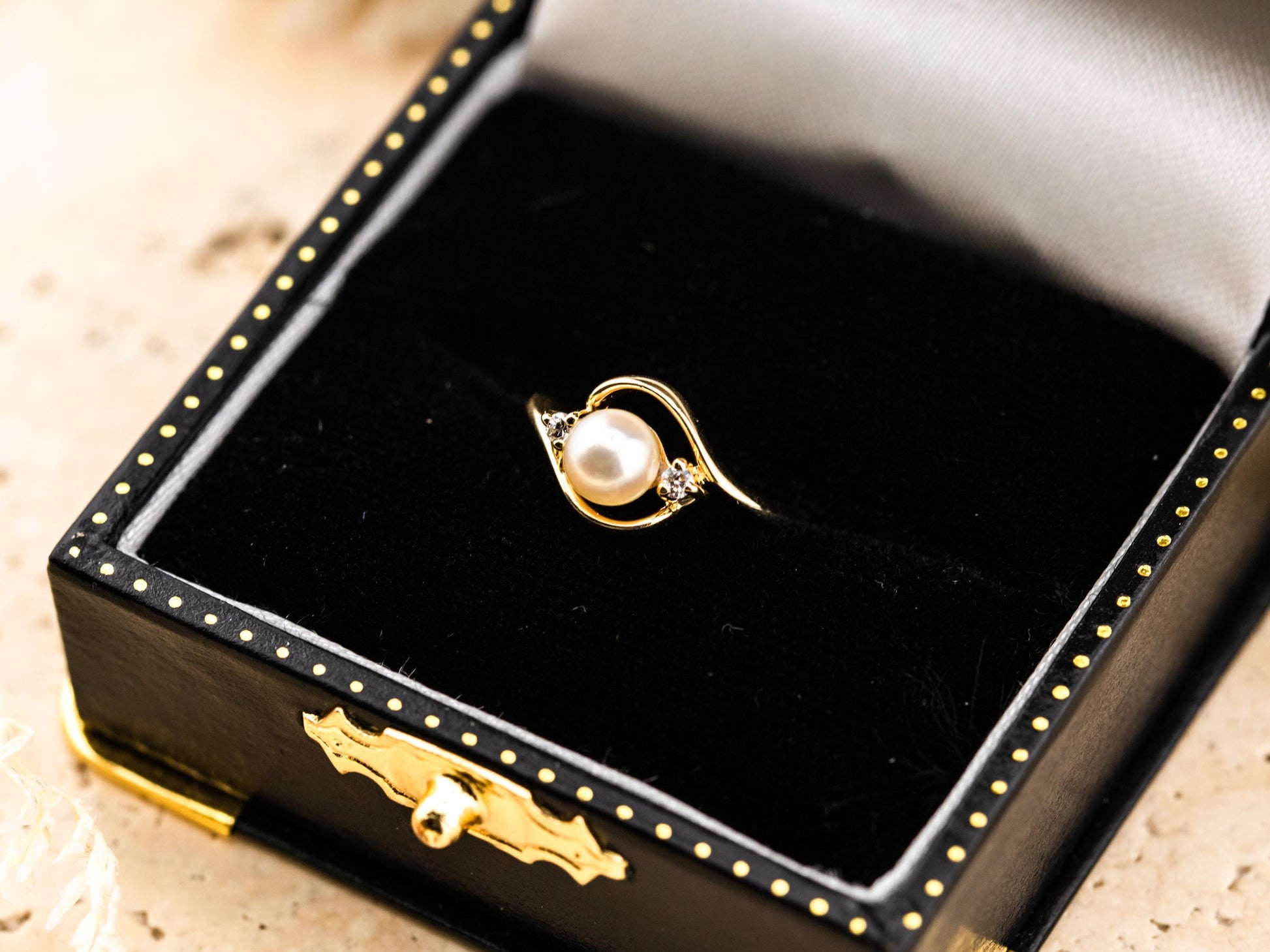 Vintage pearl and diamond ring