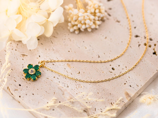 Flower necklace pendant 18k plated gold necklace