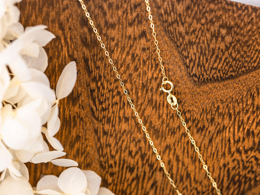 Gold chain 1.3mm cable chain 14k solid yellow gold