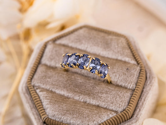 Vintage tanzanite ring 10k solid gold ring wedding band