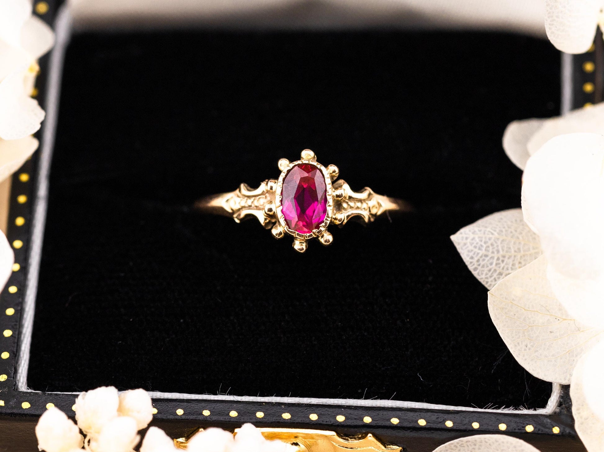 Vintage ruby ring Edwardian ring solid gold