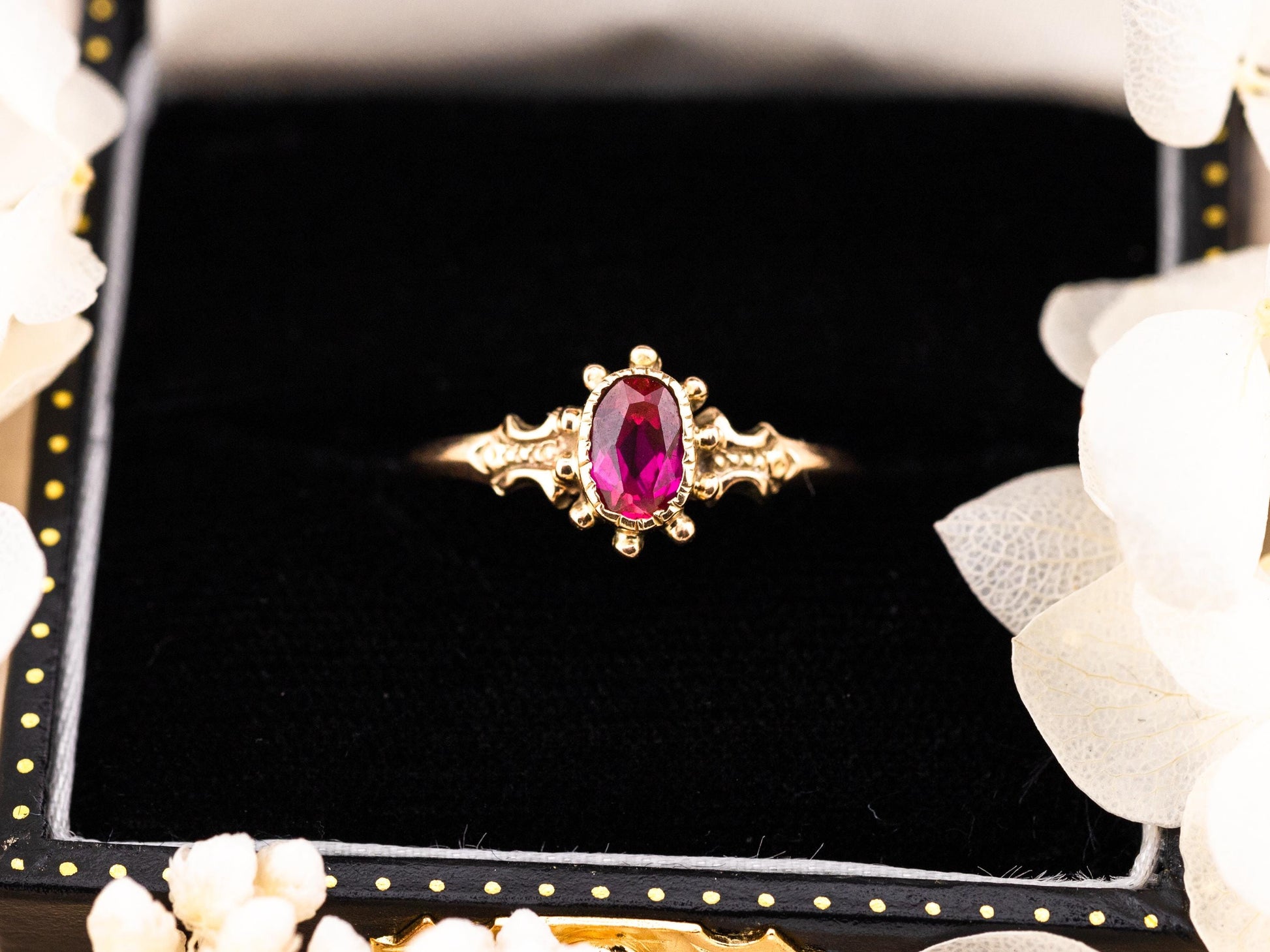 Vintage ruby ring Edwardian ring solid gold