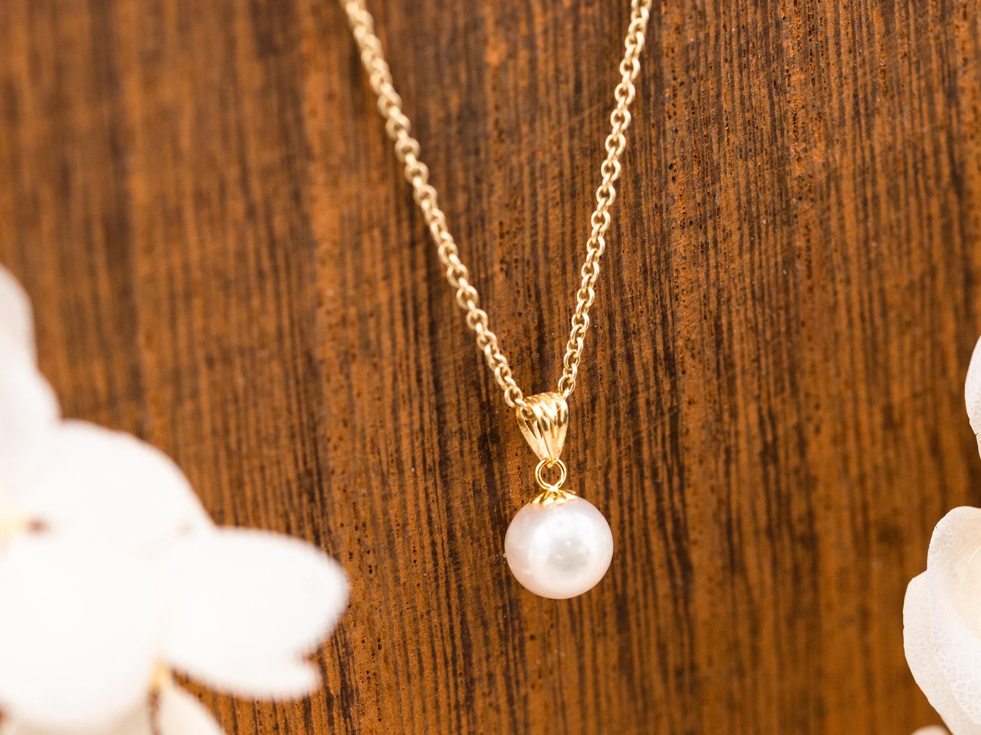 Vintage Pearl Necklace Pendant 14k Solid Gold Necklace