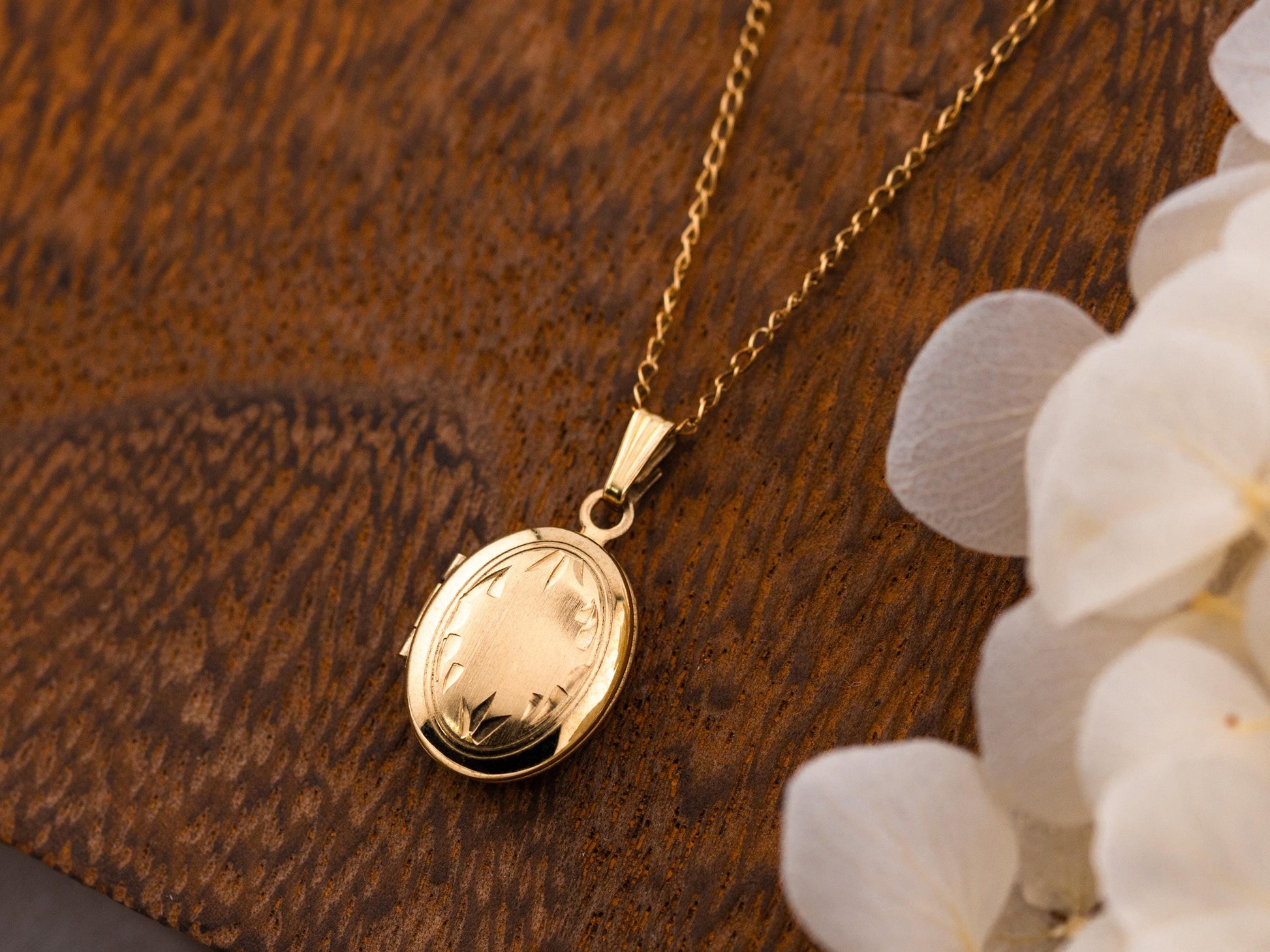 Vintage Locket Oval Photo Locket gold with chain