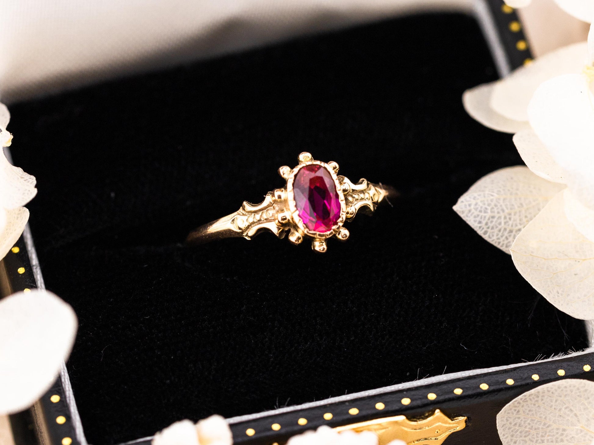 Vintage ruby ring Edwardian ring solid gold