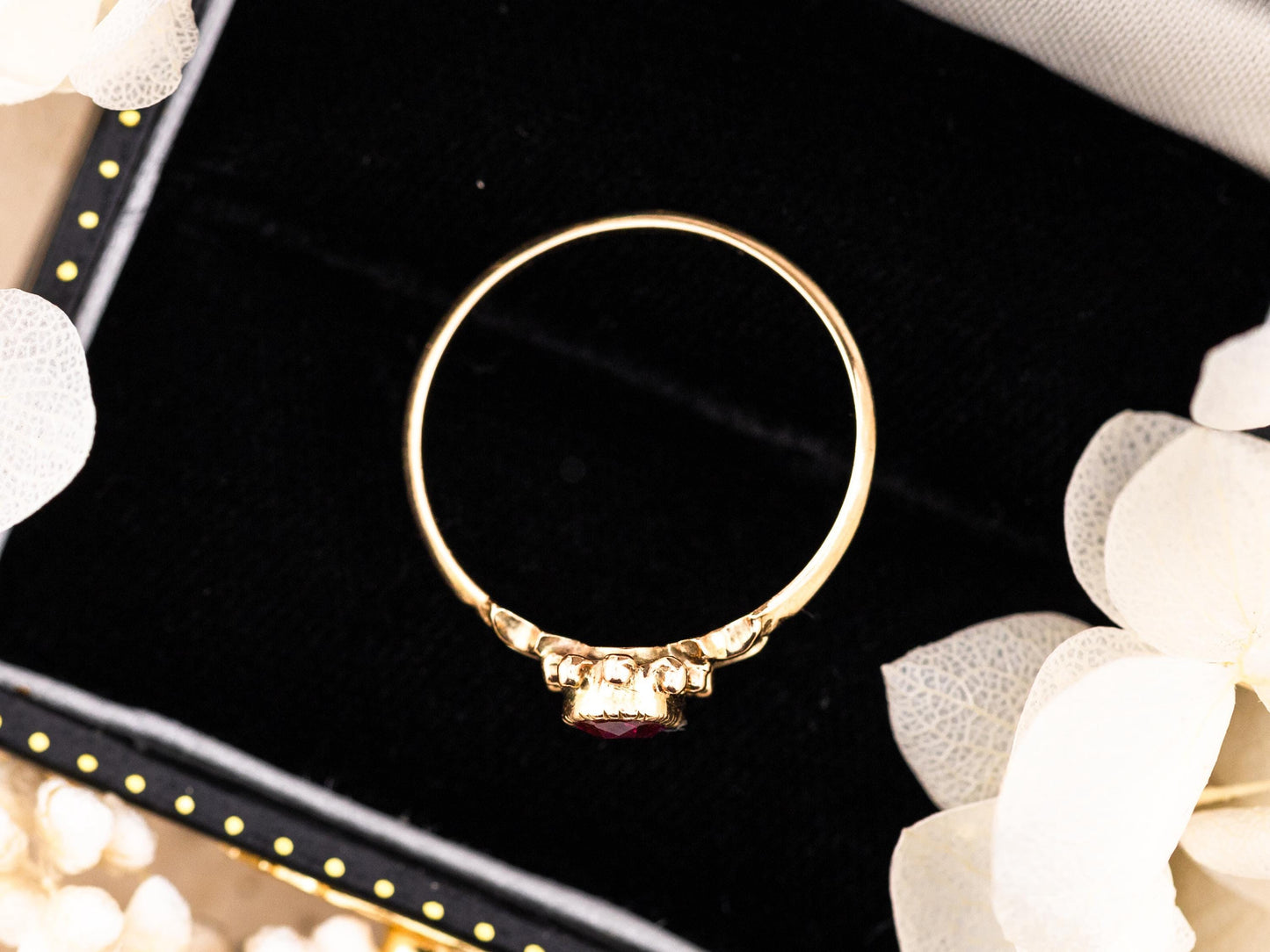 Vintage ruby ring Edwardian ring solid gold