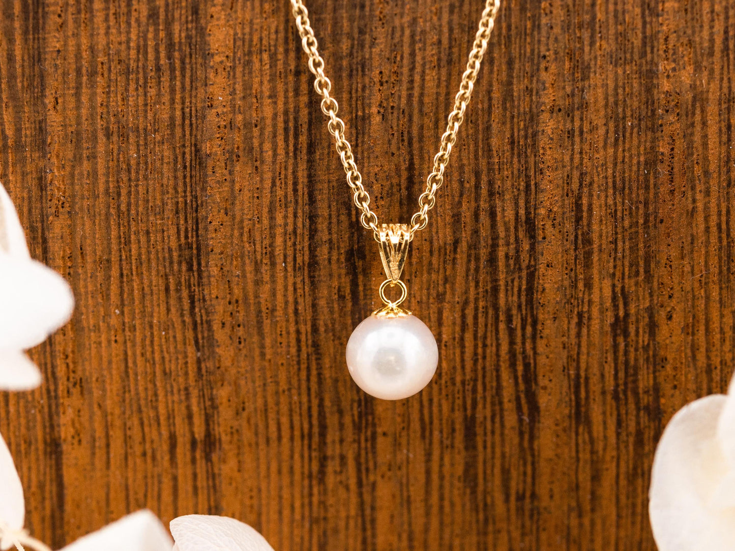 Vintage Pearl Necklace Pendant 14k Solid Gold Necklace