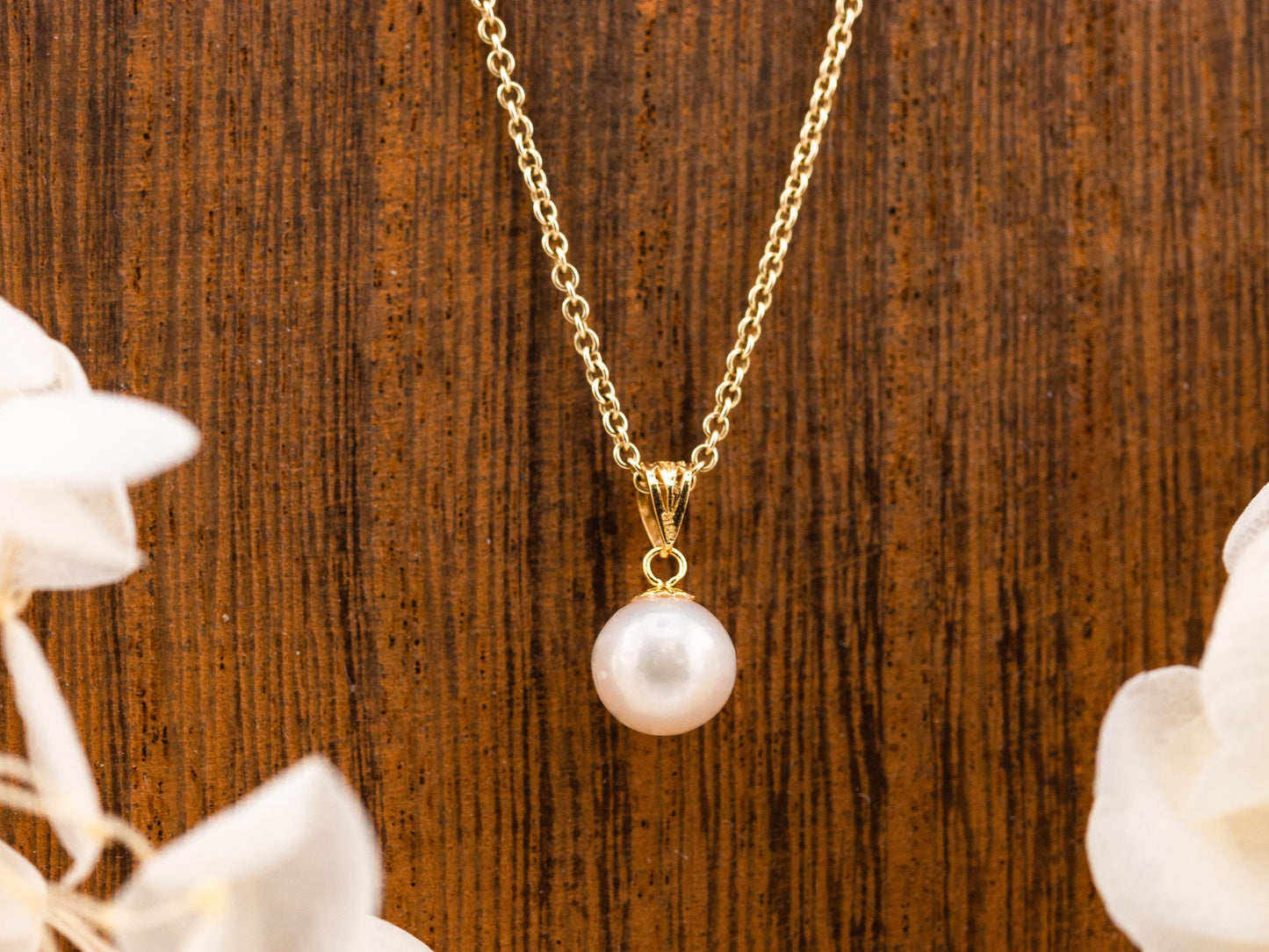 Vintage Pearl Necklace Pendant 14k Solid Gold Necklace