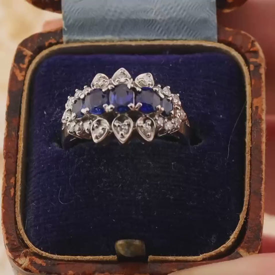 Vintage Sapphire And Diamond Ring Platinum Antique Ring