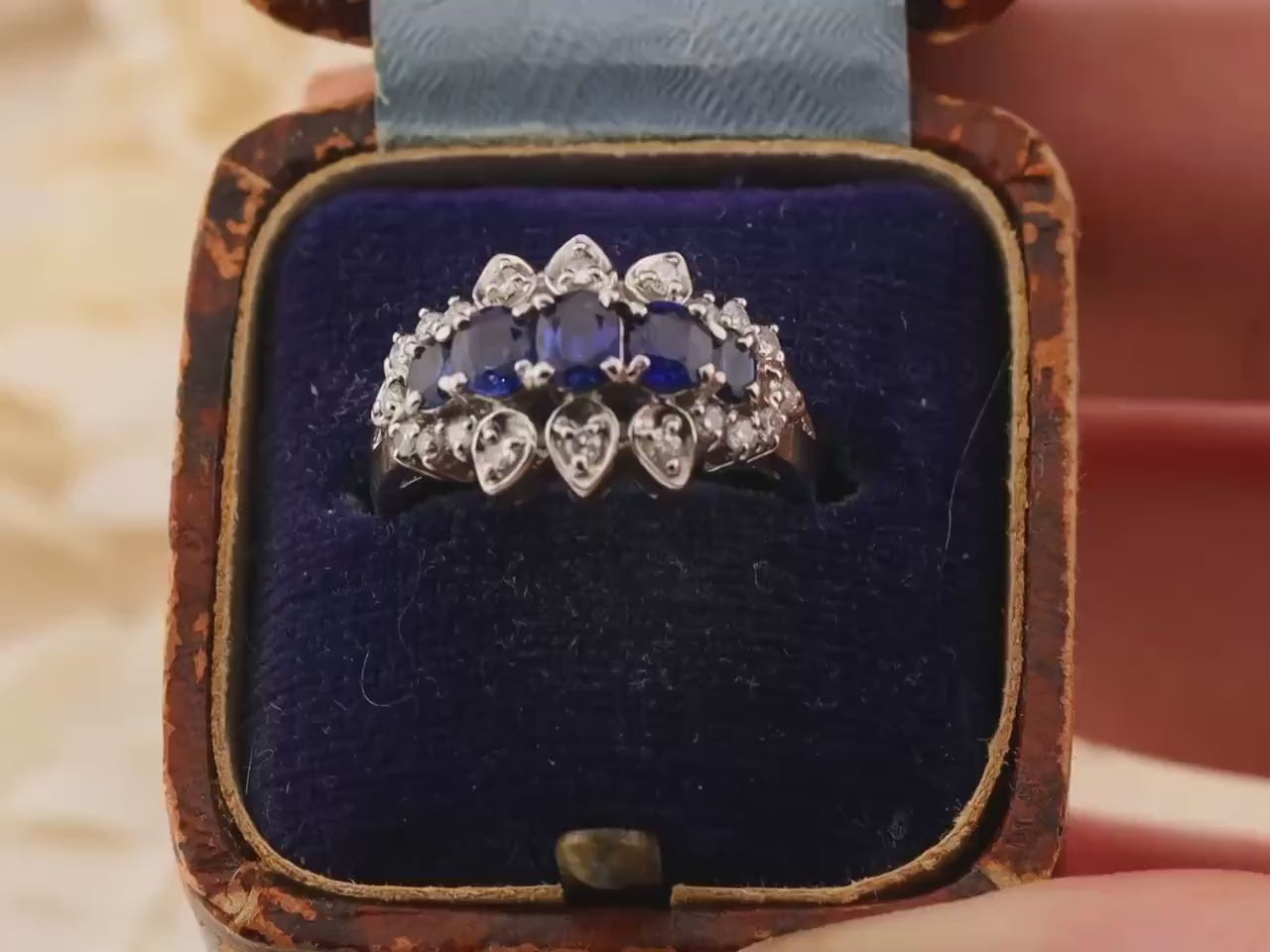 Vintage Sapphire And Diamond Ring Platinum Antique Ring