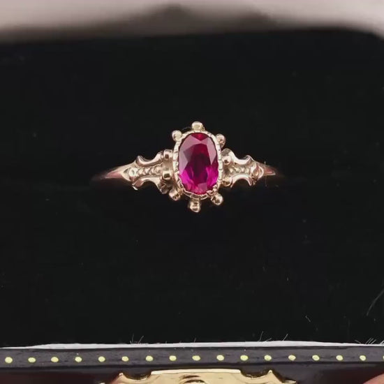 Vintage ruby ring Edwardian ring solid gold