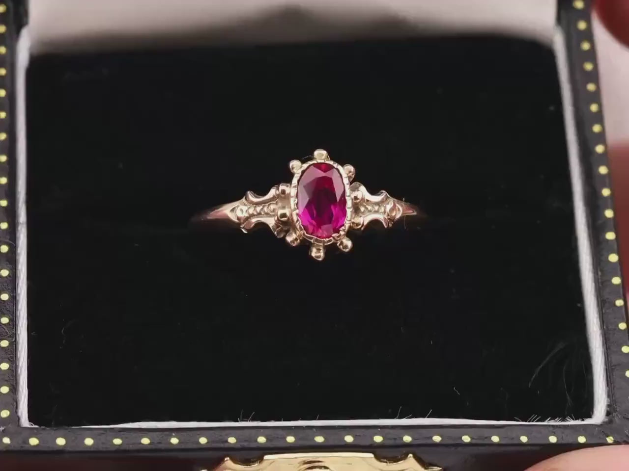 Vintage ruby ring Edwardian ring solid gold